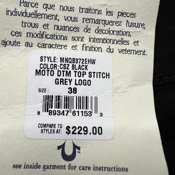 True Religion Moto DTM Grey Stitch Logo Size 38 - Picture 3 of 4